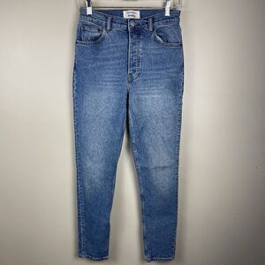 Reformation Jeans Women 26 Button Fly Light Stone Maya Wash Skinny Straight Leg